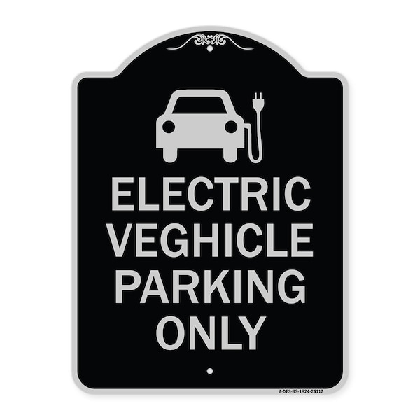 Electric Vehicle Parking W/ Graphic Heavy-Gauge Aluminum Sign, 24" x 18", BS-1824-24117